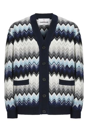 Blue cardigan in wool and cotton with zigzag MISSONI | US25WM0HBC005AS72L9