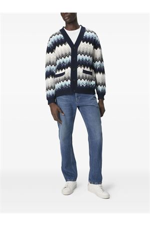 Blue cardigan in wool and cotton with zigzag MISSONI | US25WM0HBC005AS72L9