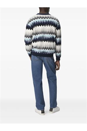Blue cardigan in wool and cotton with zigzag MISSONI | US25WM0HBC005AS72L9