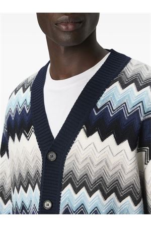 Blue cardigan in wool and cotton with zigzag MISSONI | US25WM0HBC005AS72L9