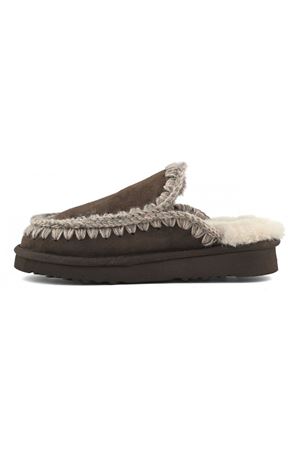 Brown Eskimo slipper in double-face sheepskin MOU | FW101125ABRPEP