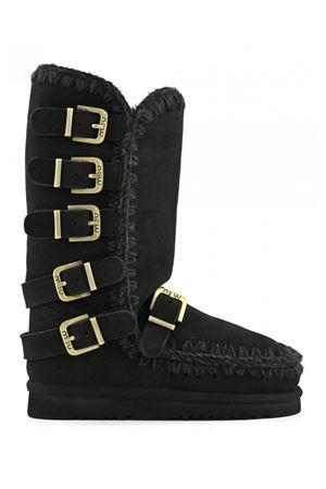 Black sheepskin Eskimo 40 buckle straps MOU | FW101137ABKBK