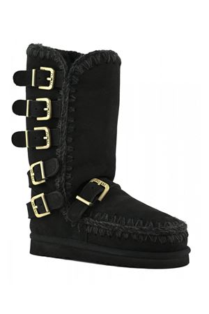 Black sheepskin Eskimo 40 buckle straps MOU | FW101137ABKBK