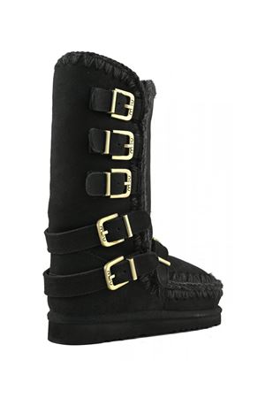 Black sheepskin Eskimo 40 buckle straps MOU | FW101137ABKBK