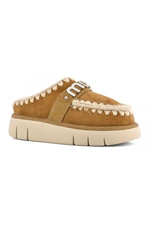Brown double-face sheepskin bounce clog MOU | FW531001ACOG