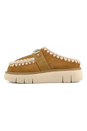 Brown double-face sheepskin bounce clog MOU | FW531001ACOG