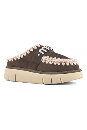 Brown double-face sheepskin bounce clog MOU | FW531001AMOCHA