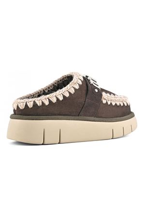 Brown double-face sheepskin bounce clog MOU | FW531001AMOCHA