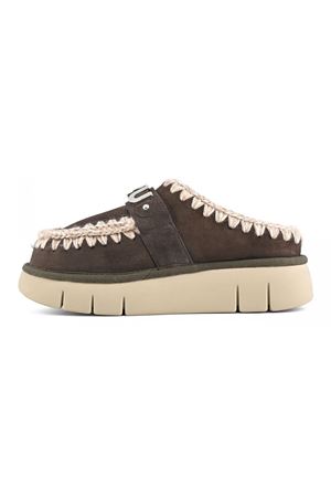Brown double-face sheepskin bounce clog MOU | FW531001AMOCHA