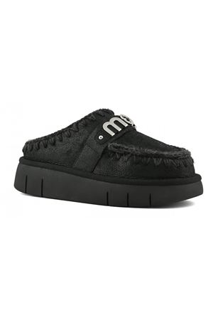 Black double-face sheepskin bounce clog MOU | FW531001BCBKG