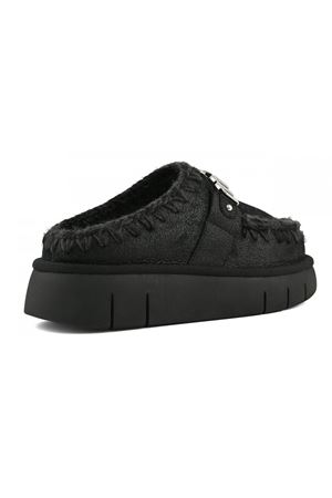 Black double-face sheepskin bounce clog MOU | FW531001BCBKG