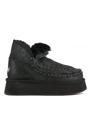 Mini eskimo platform boot in cracked black MOU | FW681000BCBKG