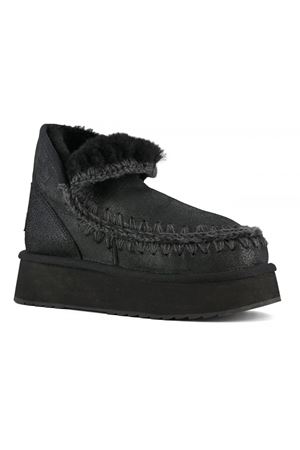 Mini eskimo platform boot in cracked black MOU | FW681000BCBKG