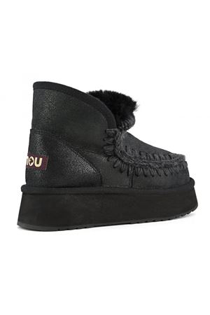 Mini eskimo platform boot in cracked black MOU | FW681000BCBKG