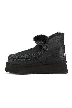 Mini eskimo platform boot in cracked black MOU | FW681000BCBKG