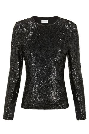 Black Full Sequined Blouse PAROSH | GONG25D311677013