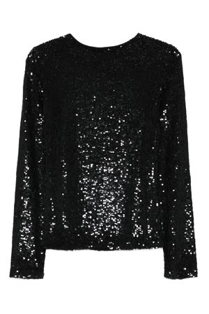 Black Full Sequined Blouse PAROSH | GONG25D311677013