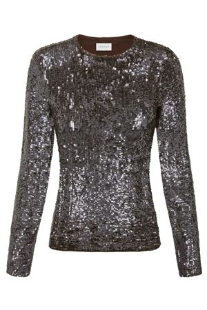 Brown Full Sequined Blouse PAROSH | GONG25D311677086
