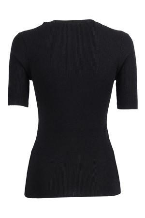 Black ribbed short-sleeve top PAROSH | LEILA25D510795013