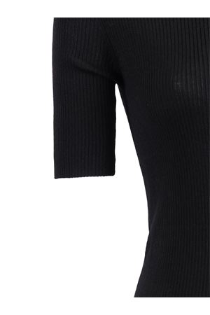 Black ribbed short-sleeve top PAROSH | LEILA25D510795013