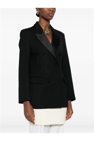 Black virgin wool double-breasted jacket PAROSH | LILIUXY25D420445013