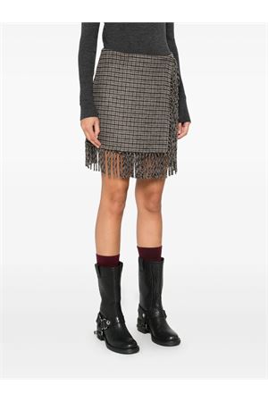 Brown checked fringe skirt PAROSH | LURKD620651820
