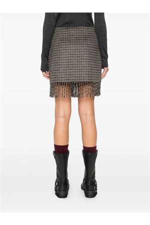 Brown checked fringe skirt PAROSH | LURKD620651820