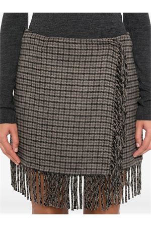 Brown checked fringe skirt PAROSH | LURKD620651820