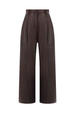Brown leather trousers PAROSH | MACIOCK25WD210594S086