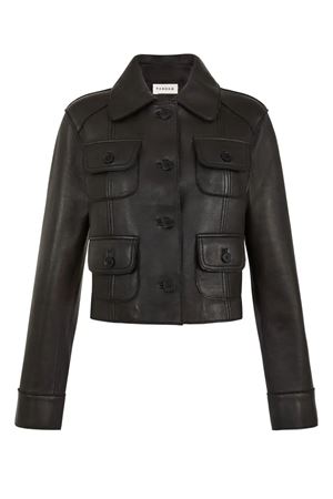 Black leather jacket PAROSH | MACIOCK25WD431784S013