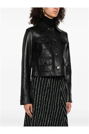 Black leather jacket PAROSH | MACIOCK25WD431784S013