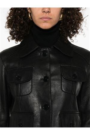 Black leather jacket PAROSH | MACIOCK25WD431784S013