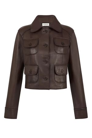 Brown leather jacket PAROSH | MACIOCK25WD431784S086