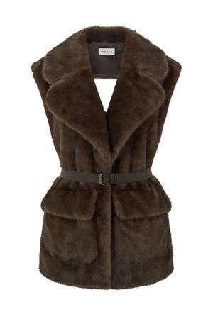 Brown faux fur gilet PAROSH | PULSED400528808