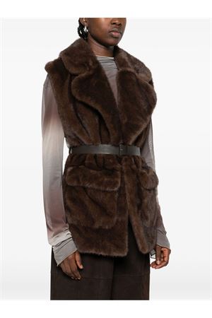 Brown faux fur gilet PAROSH | PULSED400528808