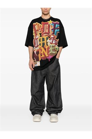 Black graphic-print T-shirt PDF | DFM54029TJ110BKPC