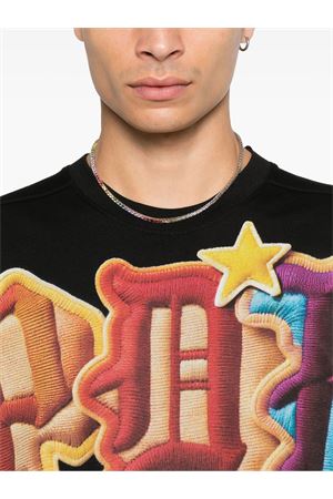Black graphic-print T-shirt PDF | DFM54029TJ110BKPC