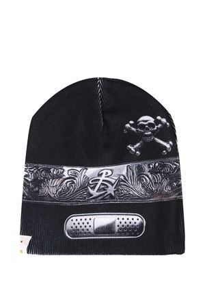 Black tied-bandana printed beanie PDF | DFM58029B0000PXBLACK