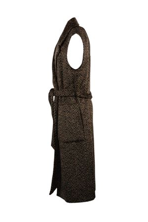 Giacca senza maniche in misto lana marrone PUROTATTO | FW250778132VU