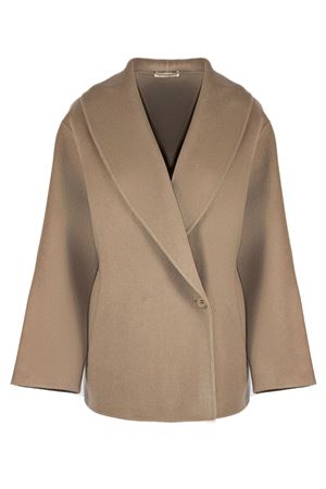 Brown beige wool and cashmere blend coat PUROTATTO | FW250788113500