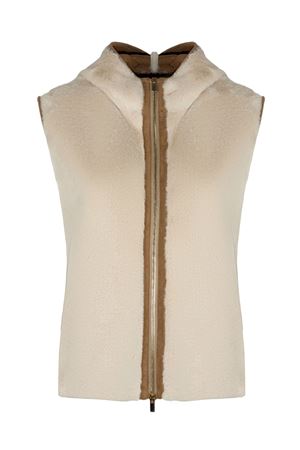 Beige faux fur polyester waistcoat PUROTATTO | FW250798095111