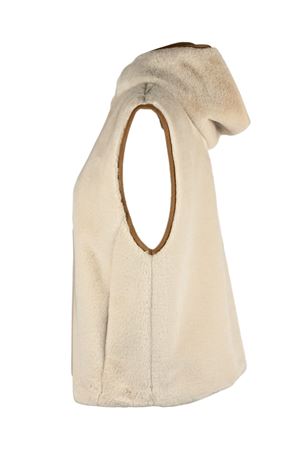 Beige faux fur polyester waistcoat PUROTATTO | FW250798095111