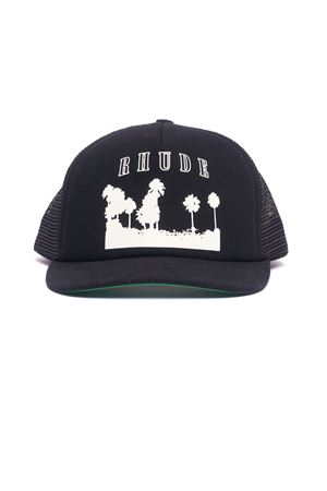 Black Thousand Palms Trucker Hat RHUDE | RHFW25HA010123028