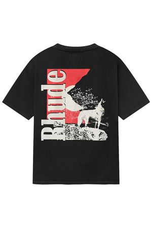 Black Moonlight Wolf Pocket T-Shirt RHUDE | RHFW25TT030123159