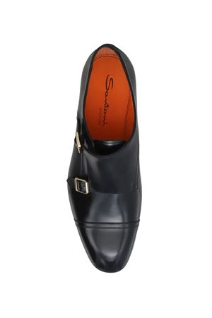 Black leather monk loafer SANTONI | MCAD19027JJ6BNTGN01.