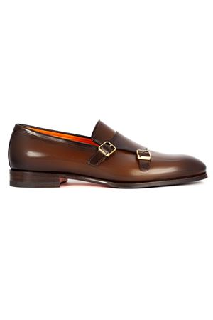 Doppia fibbia in pelle marrone SANTONI | MCAD19146JJ6GNTGT50.