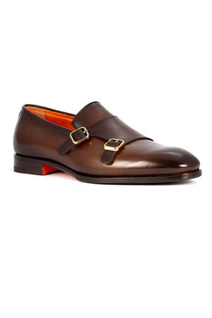 Doppia fibbia in pelle marrone SANTONI | MCAD19146JJ6GNTGT50.