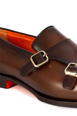 Doppia fibbia in pelle marrone SANTONI | MCAD19146JJ6GNTGT50.