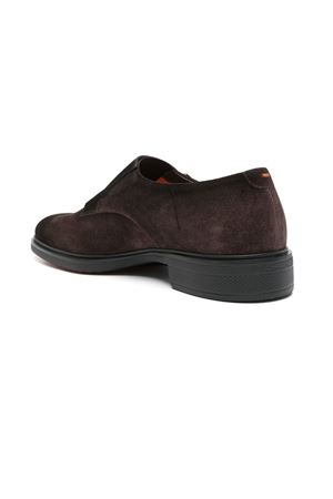 Dark brown suede double monk loafer SANTONI | MGEO18949NEAXGEXT50.