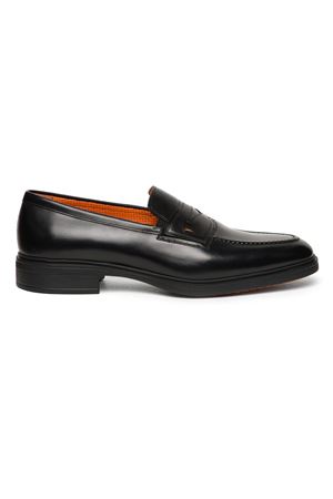 Black leather Easy penny loafer SANTONI | MGEO18964NEAXNTGN01.